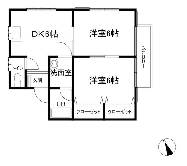 第3ホワイトハイツ(2DK/2階)の間取り写真