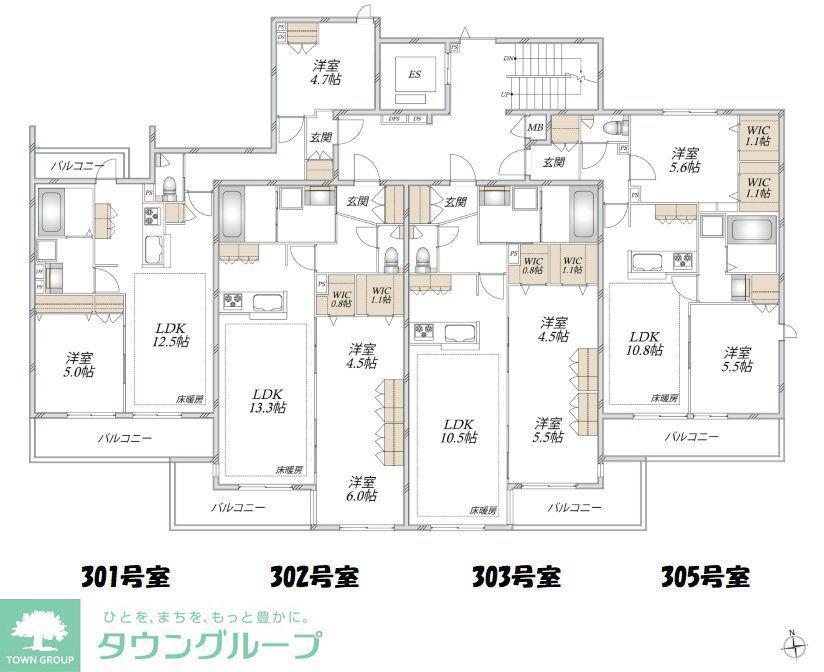 クレ ド ボヌール(2LDK/3階)の間取り写真