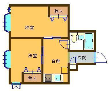 代田橋マンション(2K/2階)の間取り写真