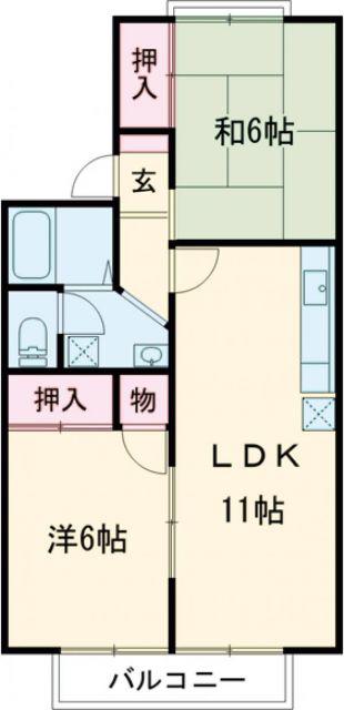 PARCROSETTEVIII番館(2LDK/1階)の間取り写真