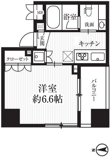 HF千駄木レジデンス(1K/6階)の間取り写真