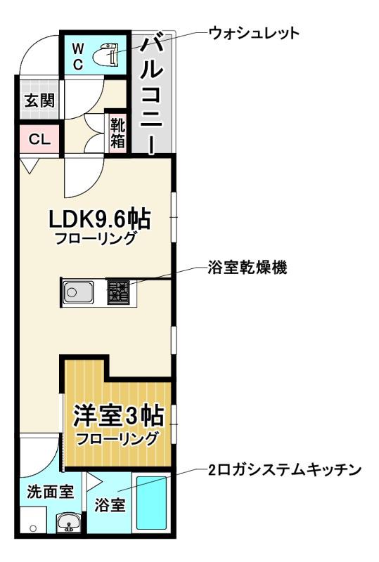 ルッソ豊中蛍池(1LDK/3階)の間取り写真