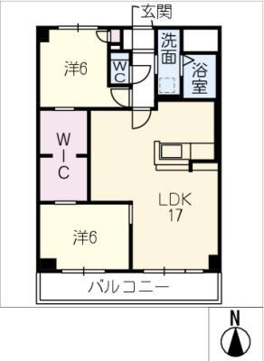 プラバフォー城西(2LDK/4階)の間取り写真