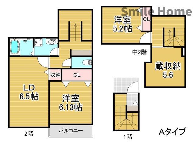 エヴァーガーデン墨江(2SLDK/2階)の間取り写真