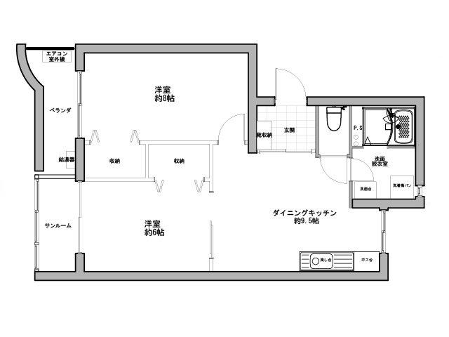 コーポ清水2号館(2LDK/1階)の間取り写真