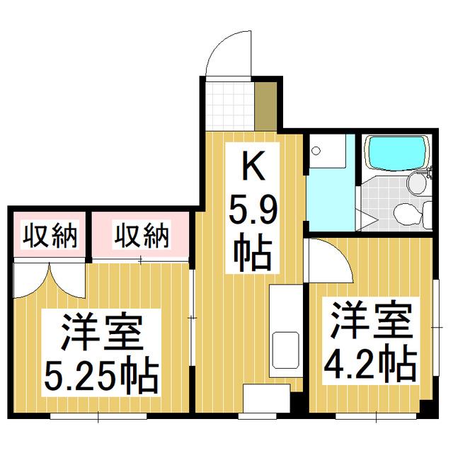 平栗ビル(2K/4階)の間取り写真