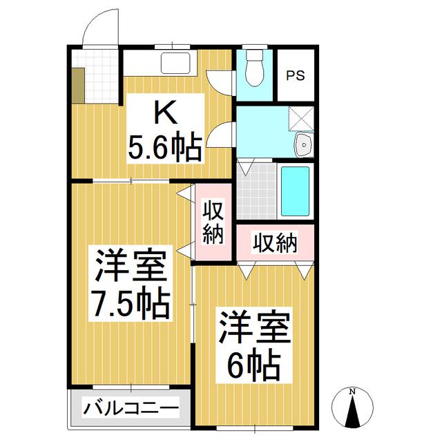 A ONE 山崎(2K/1階)の間取り写真