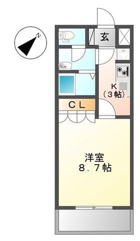 BRILLAR(1K/2階)の間取り写真