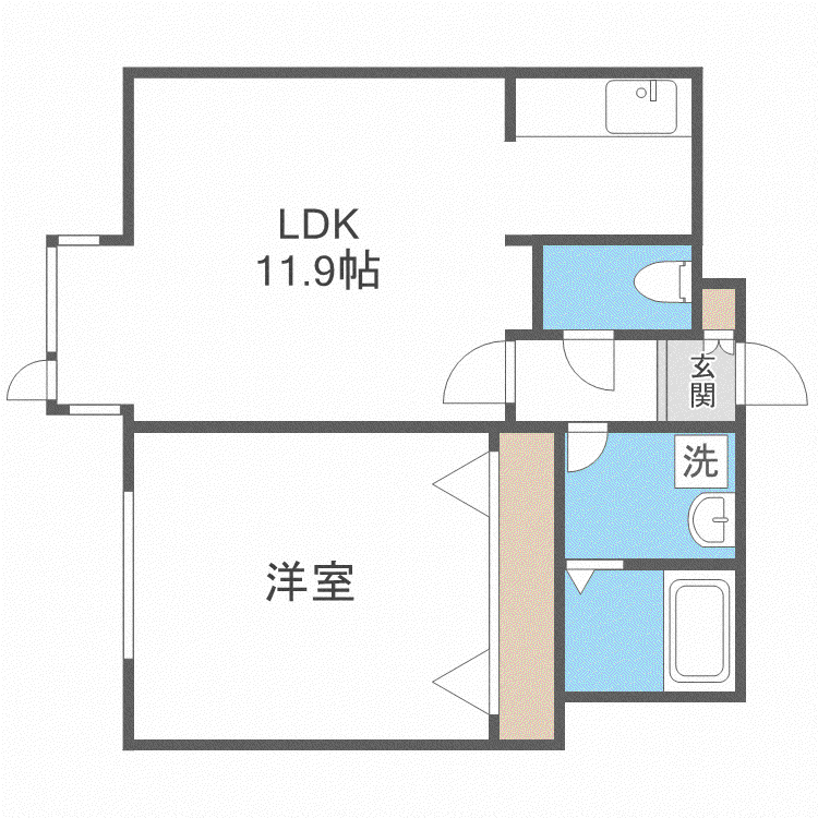 ベルファーレ中央(1LDK/1階)の間取り写真