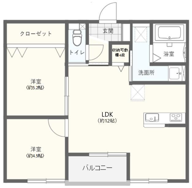 フォレストグレイス小田原(2LDK/3階)の間取り写真