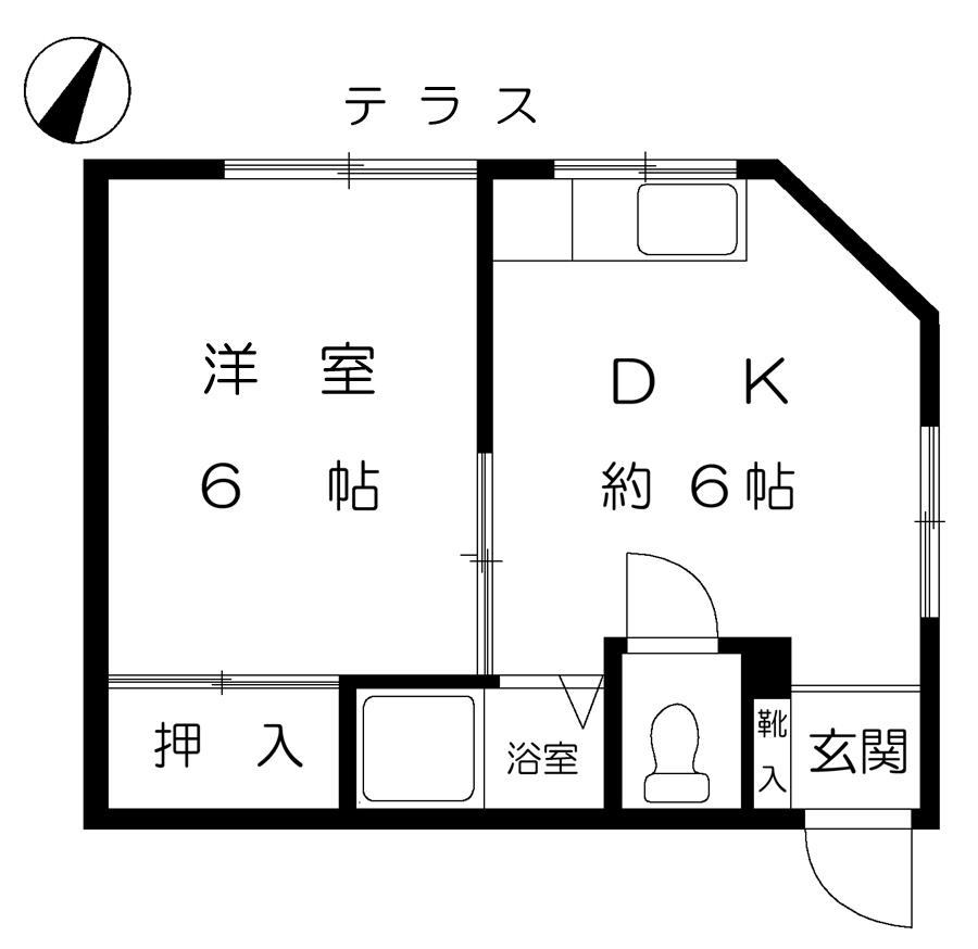 下田コーポ(1DK/1階)の間取り写真