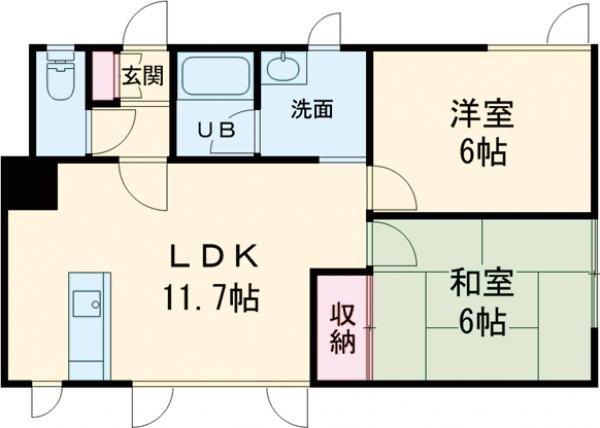 エクセレント美原(2LDK/2階)の間取り写真