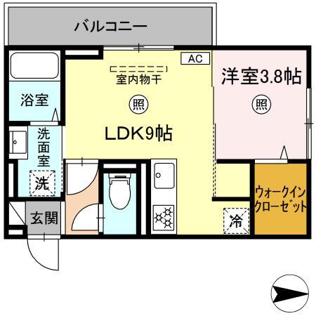 ロイヤルステージ皆生新田(1LDK/2階)の間取り写真