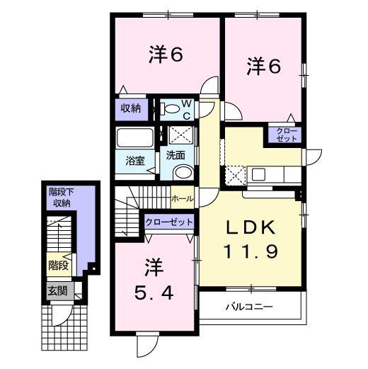 サンキャッスルS・I(3LDK/2階)の間取り写真