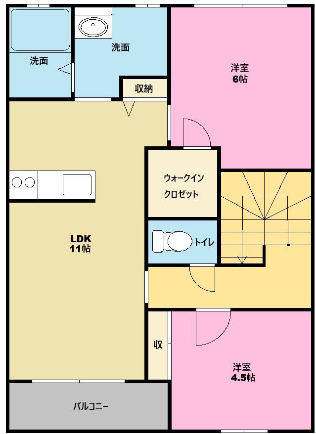 スターライト(2LDK/2階)の間取り写真