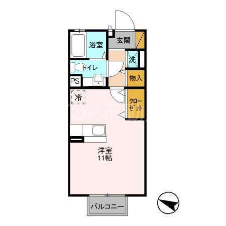 プレジールII207(ワンルーム/2階)の間取り写真
