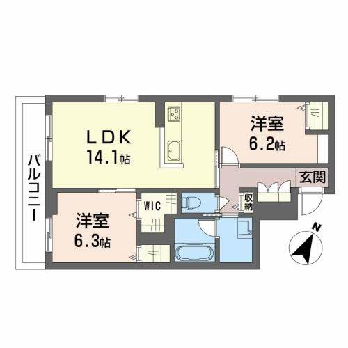サフィール メゾン(2LDK/2階)の間取り写真
