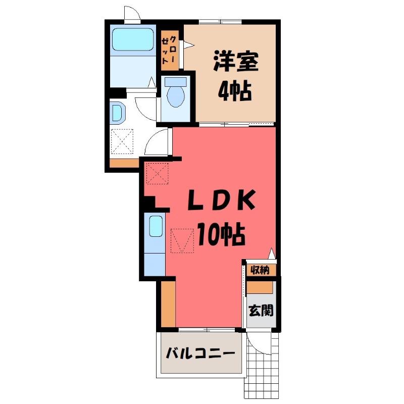 アリエッタI(1LDK/1階)の間取り写真