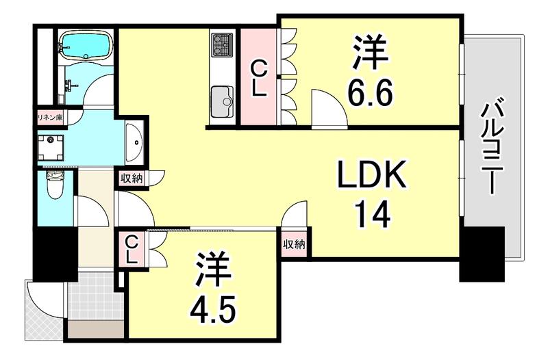 ザ・パークハウス中之島タワー(2LDK/27階)の間取り写真