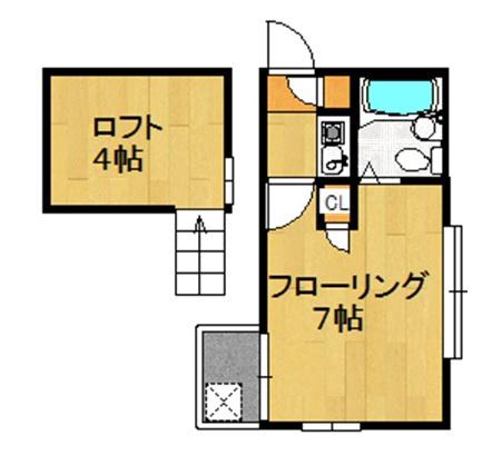 ホワイトハイツ豊島(1K/2階)の間取り写真