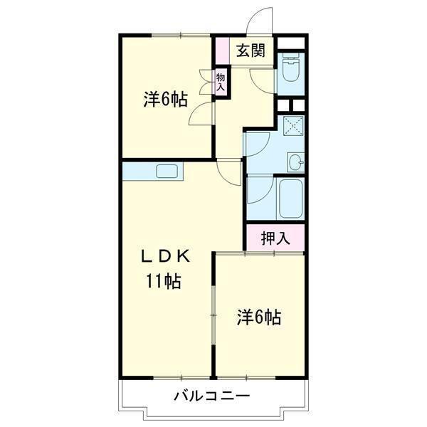 キョーエーマンション末広(2LDK/2階)の間取り写真