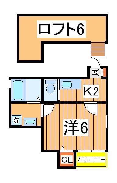 コンパートメントハウス柏1(1K/2階)の間取り写真