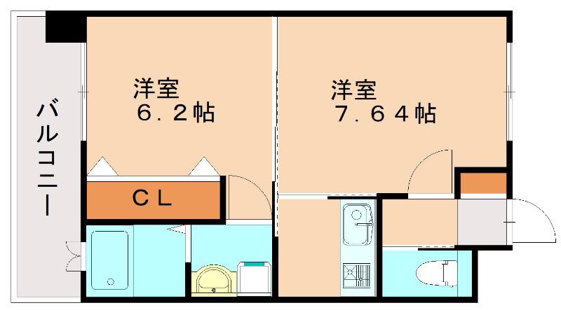 エンクレスト天神南III(2K/10階)の間取り写真