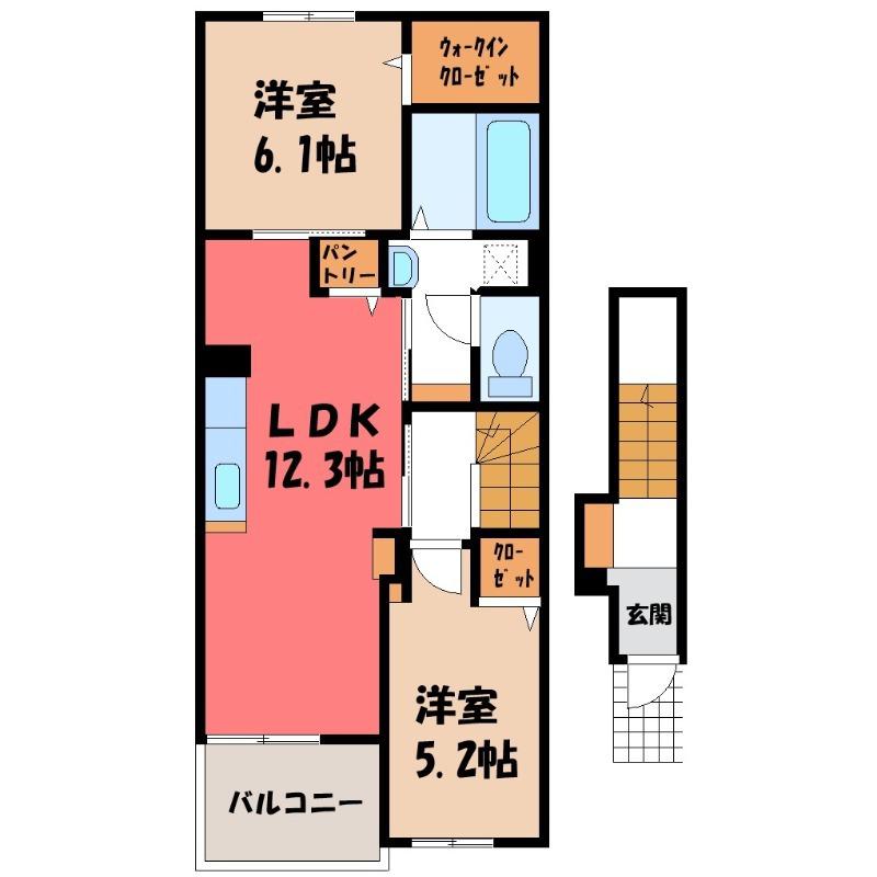 ヴィア ラッテア(2LDK/2階)の間取り写真