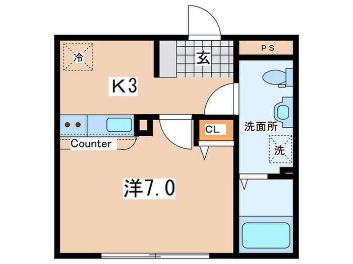ソラリス湘南辻堂(1K/1階)の間取り写真