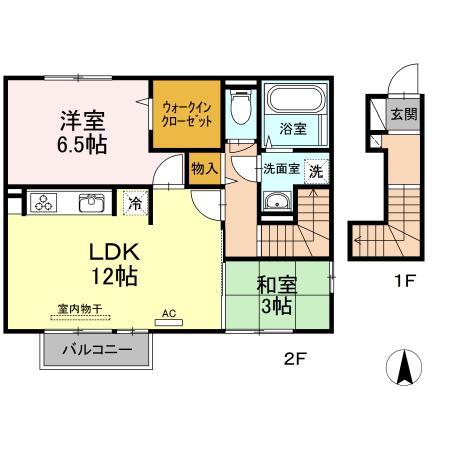 古都里B棟(2LDK/2階)の間取り写真