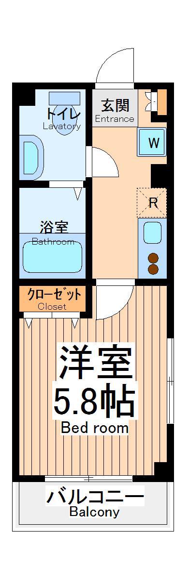 ポッドクレスト1(1K/2階)の間取り写真