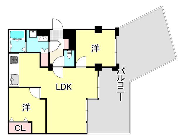 サンヴィラ六甲2号館(2LDK/2階)の間取り写真