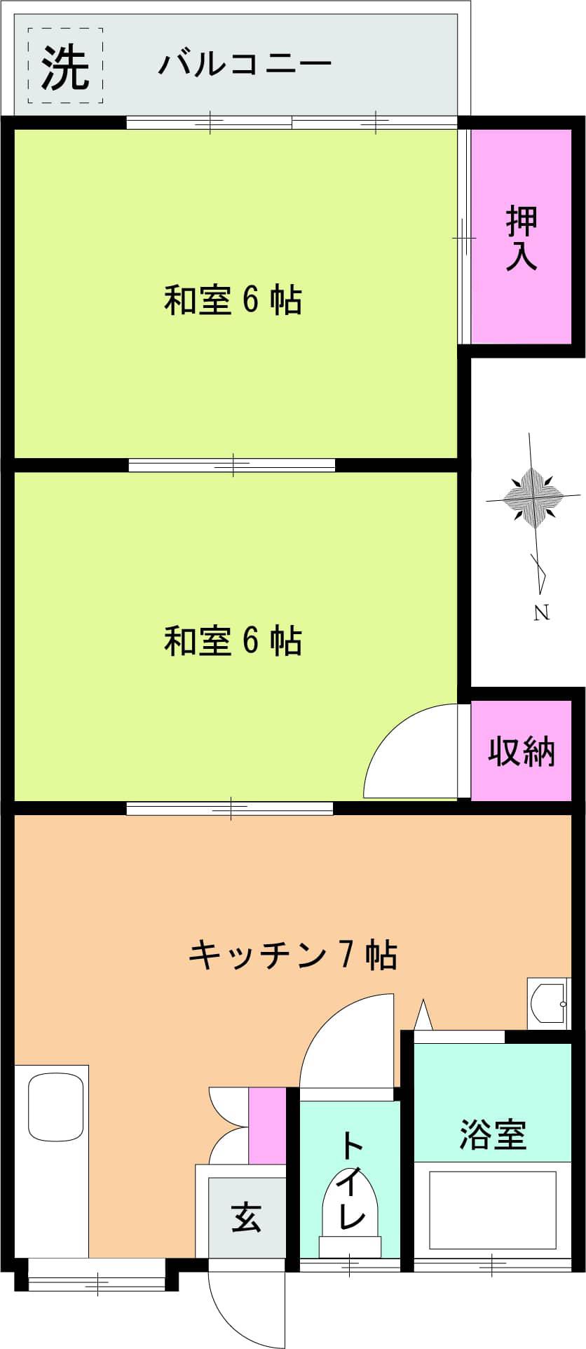 あきよし荘(2DK/2階)の間取り写真