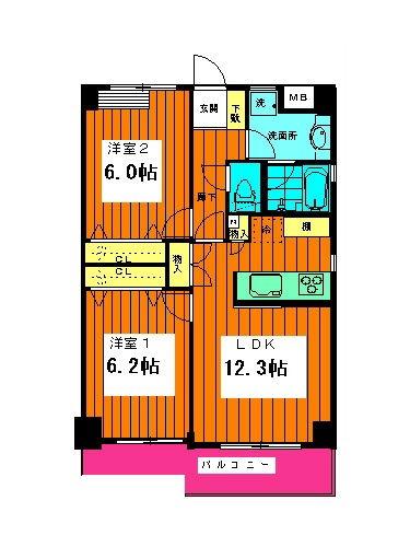ミネルバコート(2LDK/4階)の間取り写真