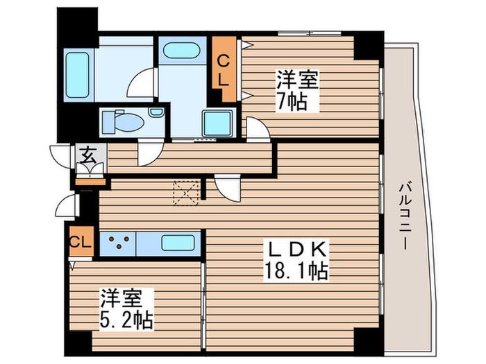 KDX泉レジデンス(2LDK/7階)の間取り写真