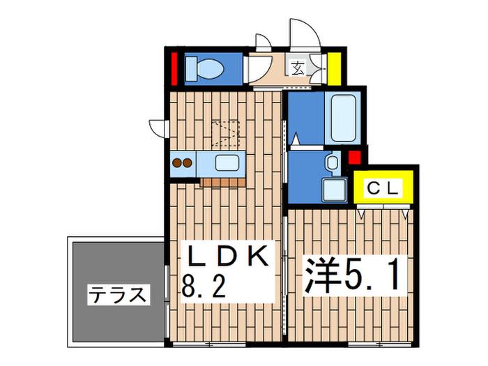 ブランピア(1LDK/1階)の間取り写真