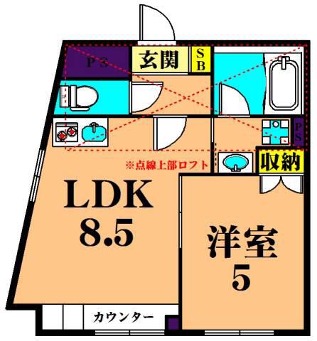 ベルドムール(1LDK/2階)の間取り写真