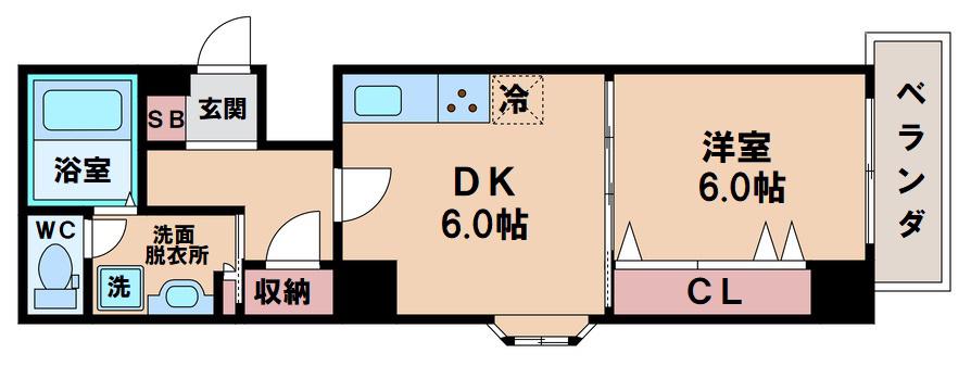 カサ デ アドニス(1DK/2階)の間取り写真