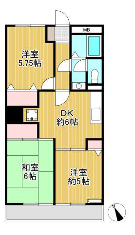 MSマンション(3DK/1階)の間取り写真