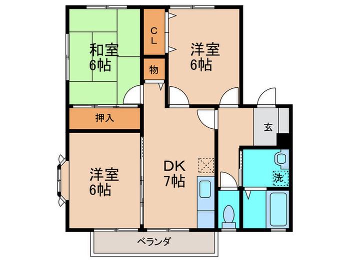 コーポ大谷 Ⅹ(3DK/1階)の間取り写真