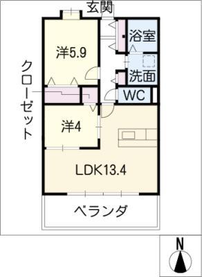 LA・MIESTA(2LDK/2階)の間取り写真
