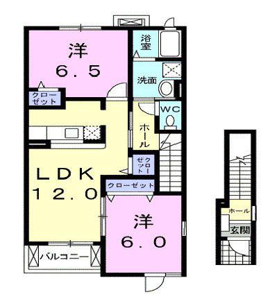 フラングラース(2LDK/2階)の間取り写真