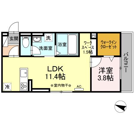 フェリシア(1LDK/2階)の間取り写真