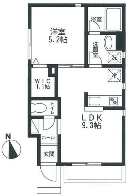 スカイテラス(1LDK/1階)の間取り写真