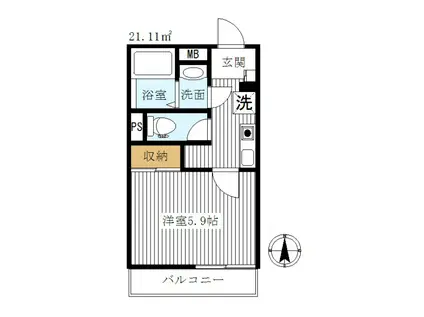 ラルジュバンブー(1K/3階)の間取り写真