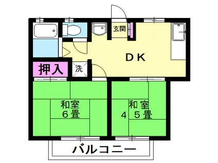 サンハイツC(2DK/1階)の間取り写真