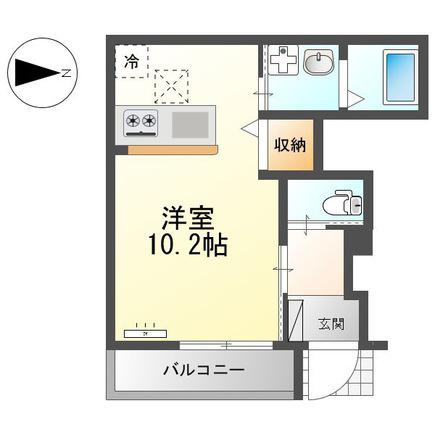 ハピネスローズ(1K/1階)の間取り写真