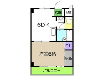 ジェンテ21(1DK/2階)の間取り写真