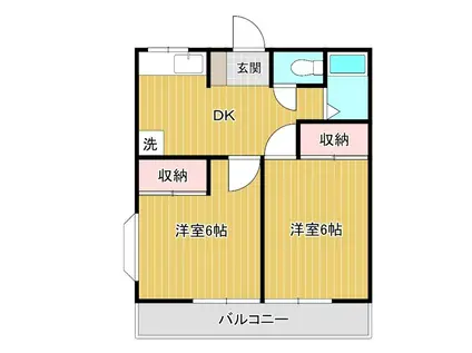 レッドハイツ(2DK/2階)の間取り写真