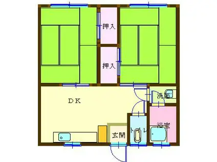 徳寿荘(2DK/1階)の間取り写真